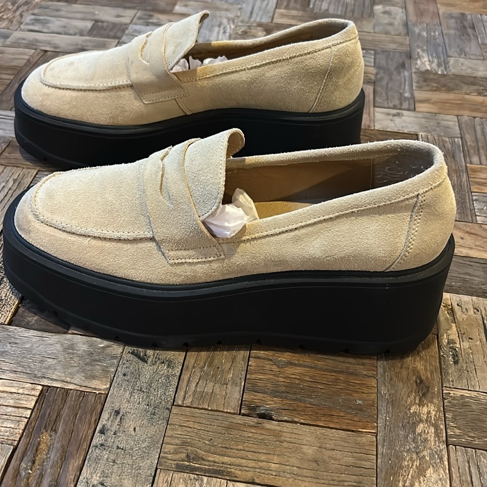 Free People Nico Platform Loafer Tan Suede Size 40